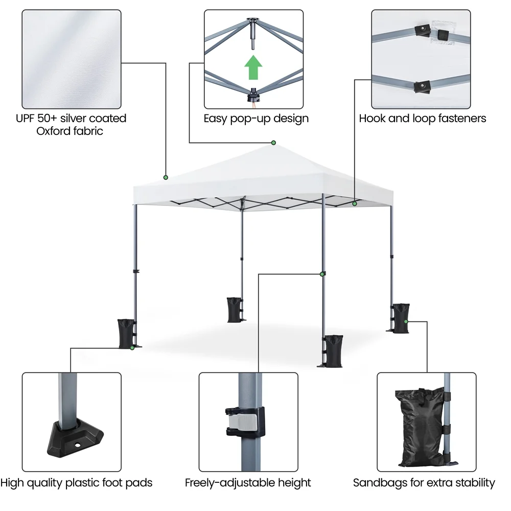 Renwick 8x8 Ft Instant Pop Up Canopy with One Push To Lock Setup Mechanism, Blue - Image 15