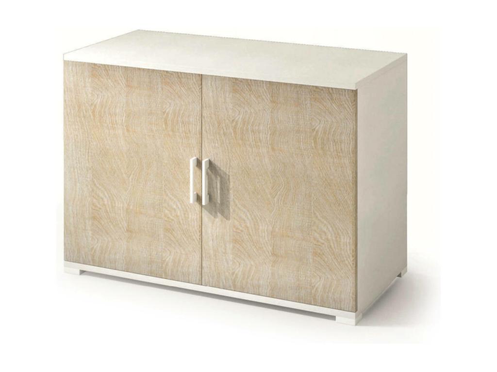 Armario multiusos Nestleare - Mueble lineal de 2 puertas batientes con estante - Mueble de entrada - Zapatero moderno - 100 por ciento Made in Italy - 90x45h66 cm - Roble y Blanco