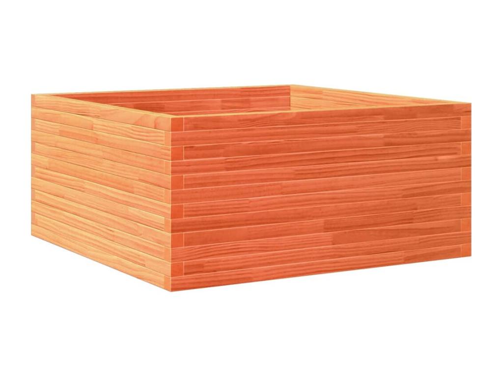 Jardinera de madera maciza pino marrón cera 100x100x46 cm