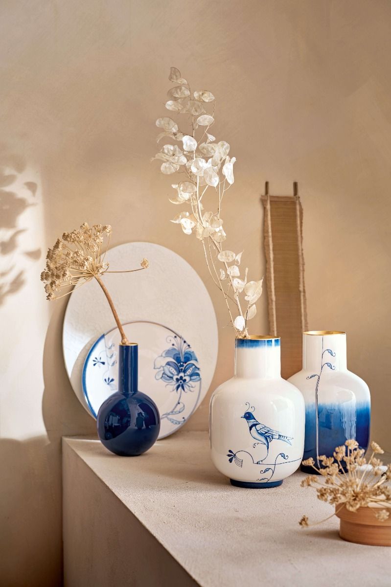 Vase Metal Pip & The Blue Bird Dip Dye Blue 30cm