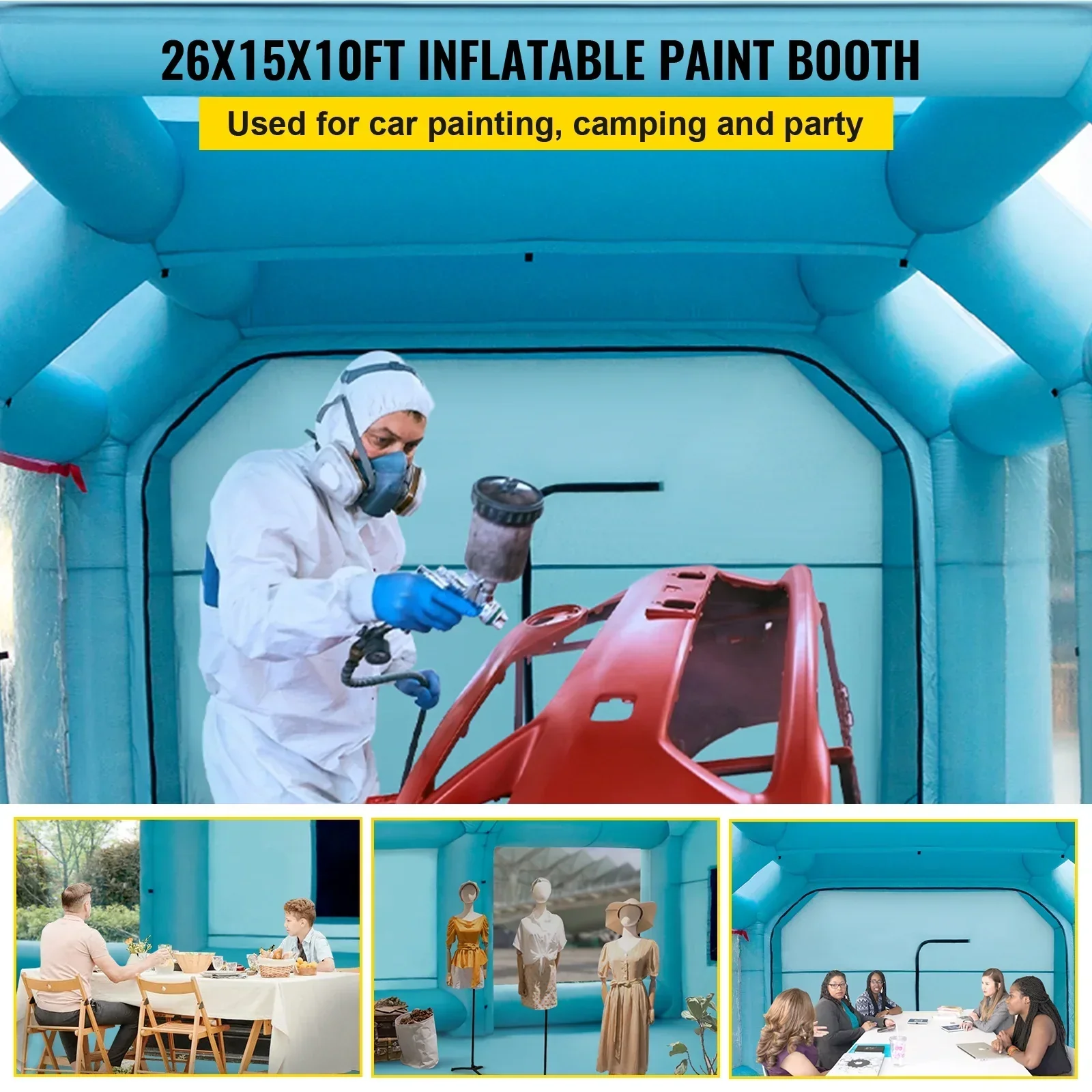 BENTISM Inflatable Car Paint Booth 26x15x10FT With Filter System And 2 Blowers - Image 2 BENTISM Inflatable Car Paint Booth 26x15x10FT With Filter System And 2 Blowers - Image 2