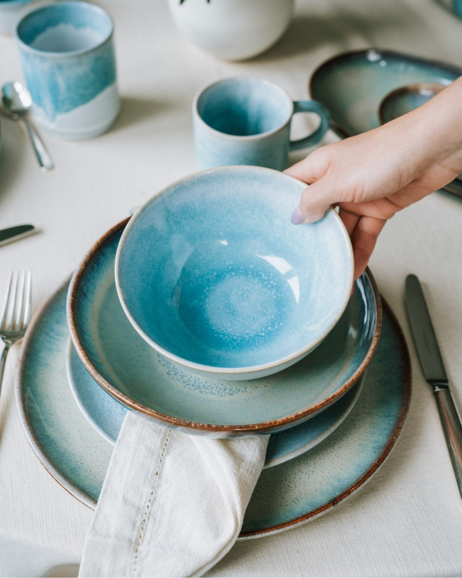 Geschirr-Set classic Soft Tide aqua grünblau 8-teilig