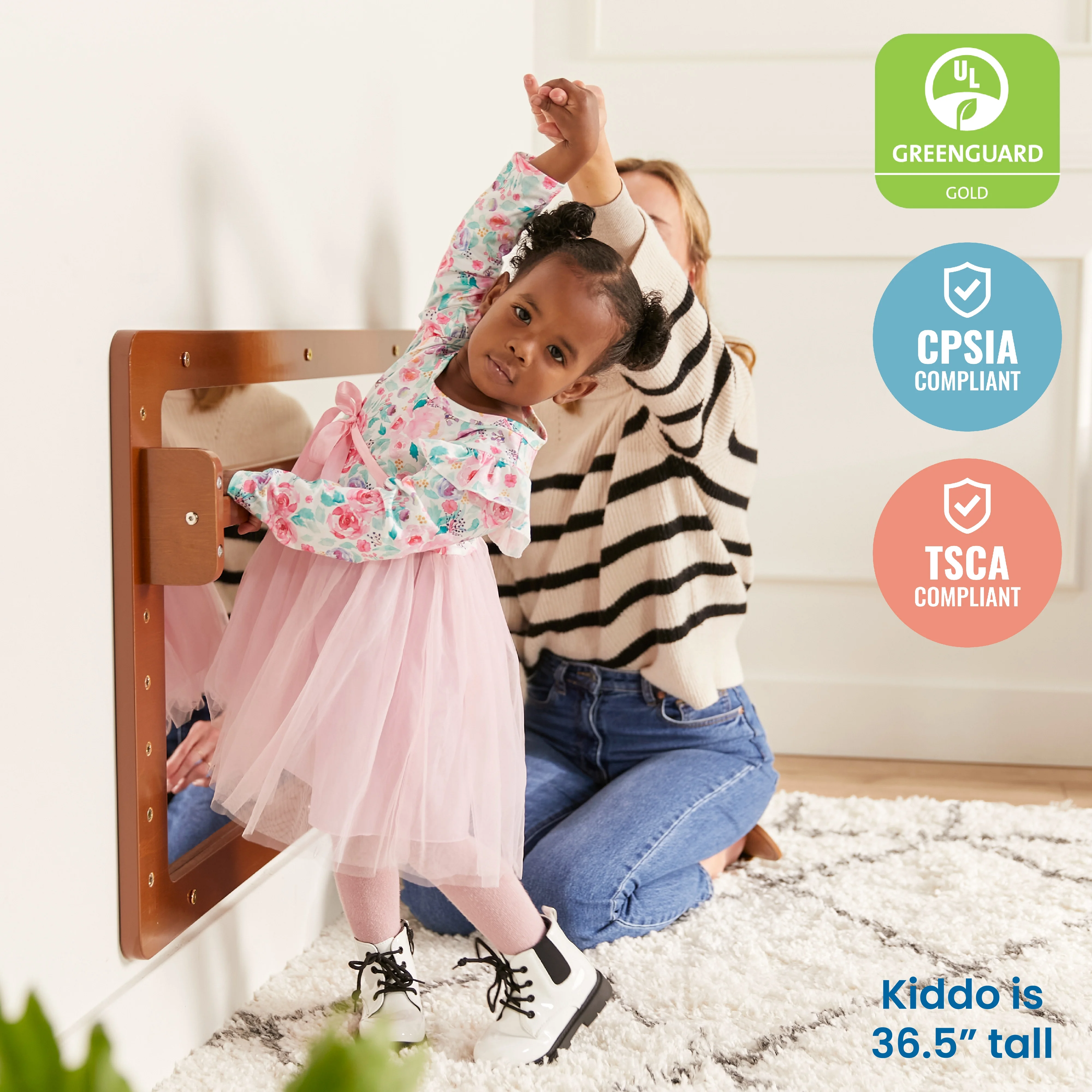 ECR4Kids Wall-Mounted Coordination Mirror, Natural - Image 17
