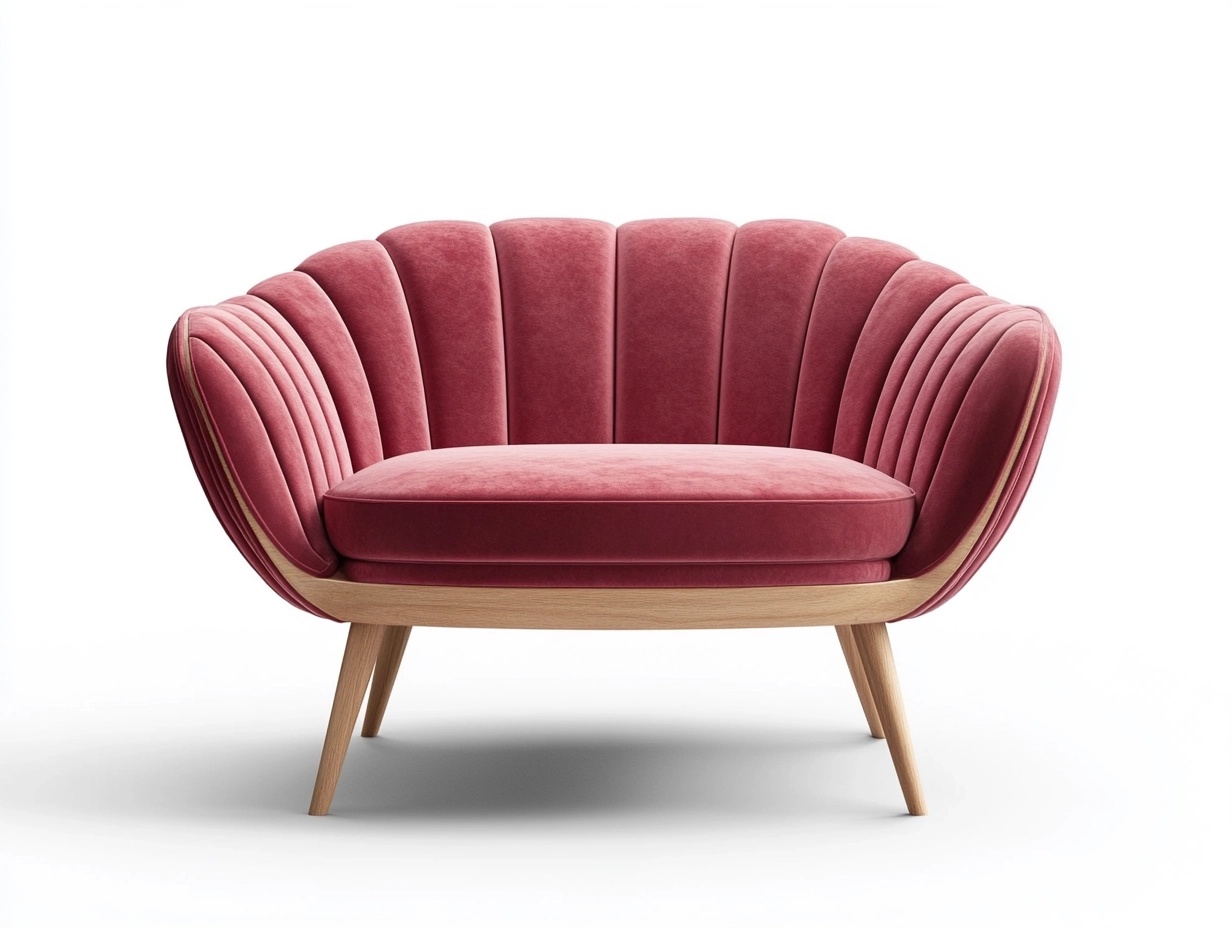 Sofá coqueto de terciopelo rosa 140x80 cm para sala de estar estilo moderno con patas de madera re5410571