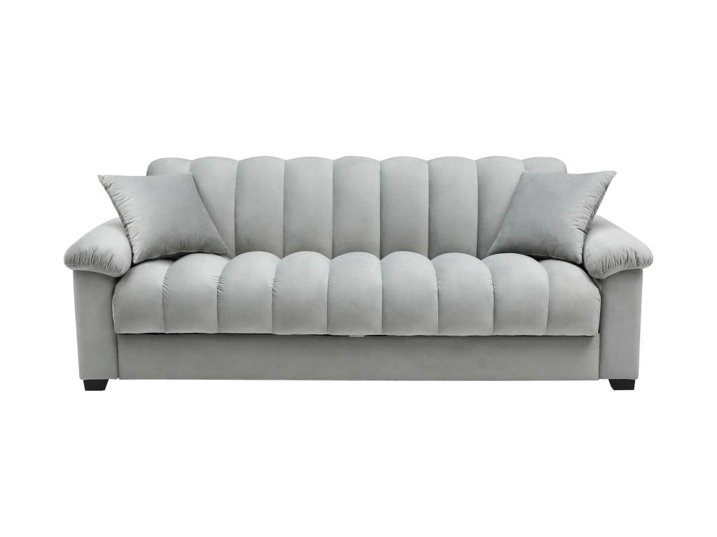 Sofá cama de 3 plazas de terciopelo gris ZAPOTO