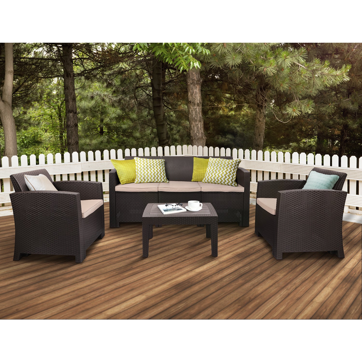 All Weather Anti-UV Patio Conversation Set PE Rattan Wicker Sofa Armchair for Outdoor Indoor Backyard Porch Garden Poolside USE