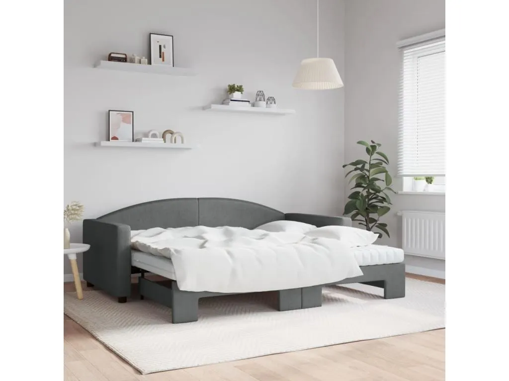 Sofá cama Andreuworldcasa con colchón tela gris oscuro 90x190 cm