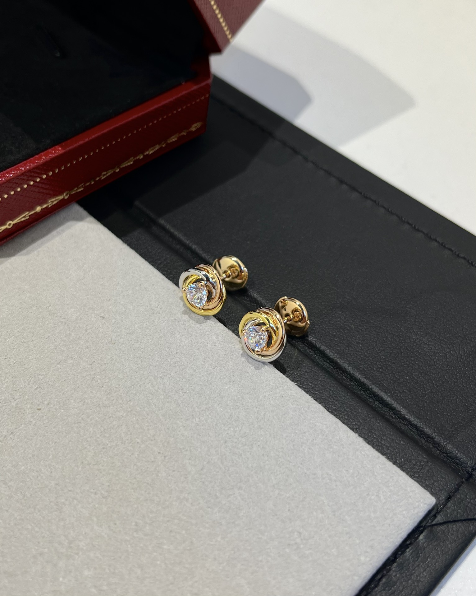 Cartier Trinity Stud Earrings, 2 Diamonds - Original Replica Club