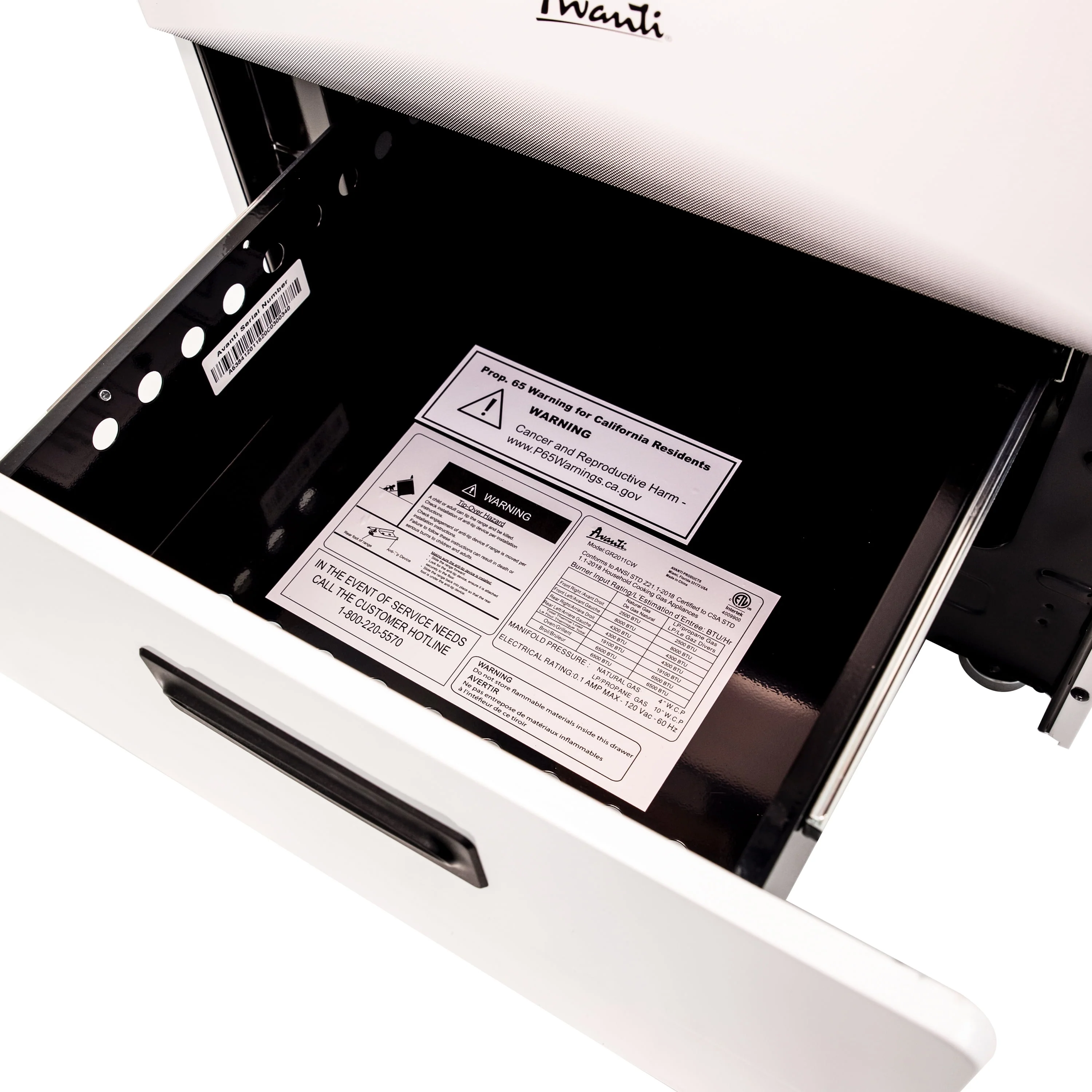 Avanti 20" Compact Gas Range Oven, in White (GR2011CW) - Image 4