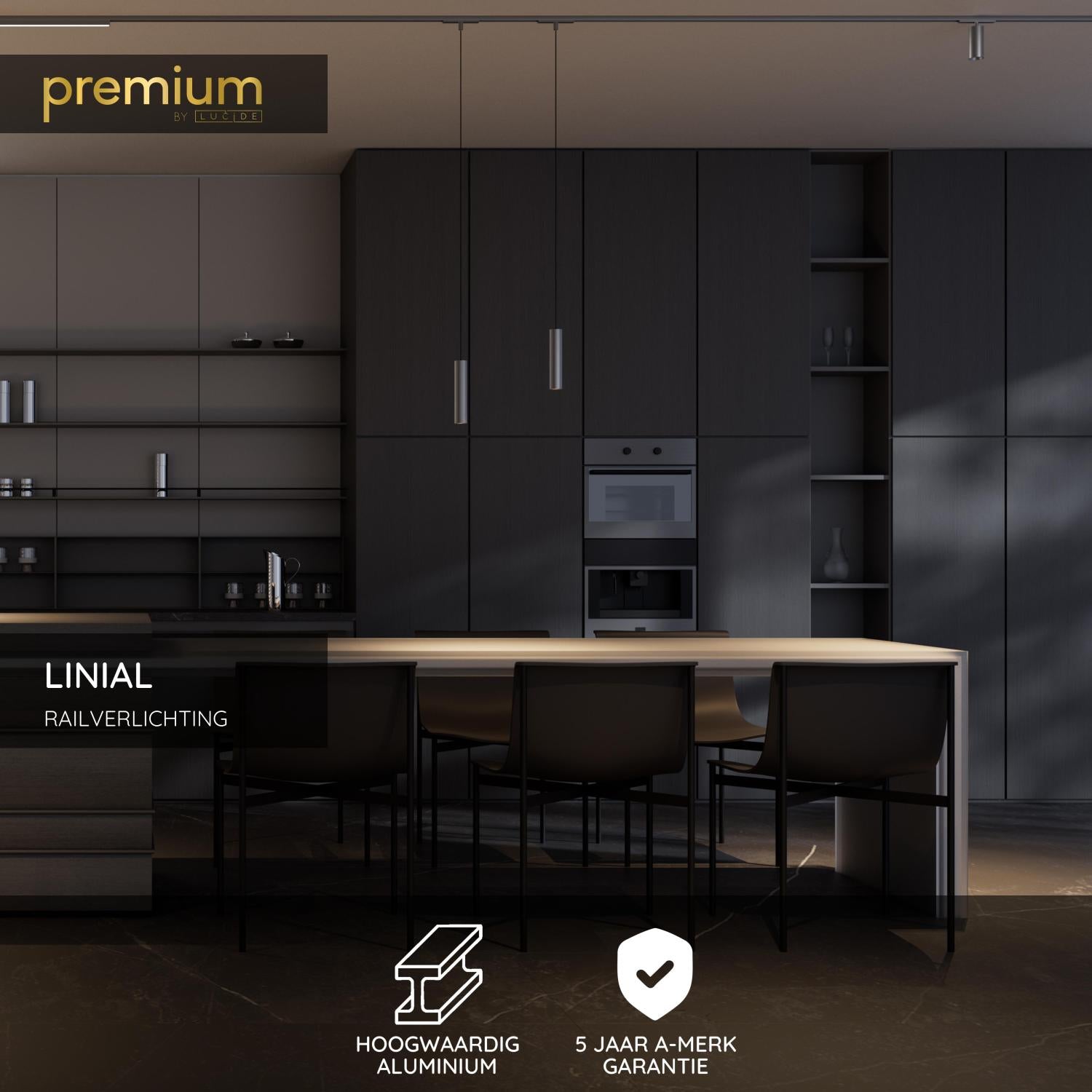 Lucide Premium LINIAL Railverlichting - Mat zwart chroom