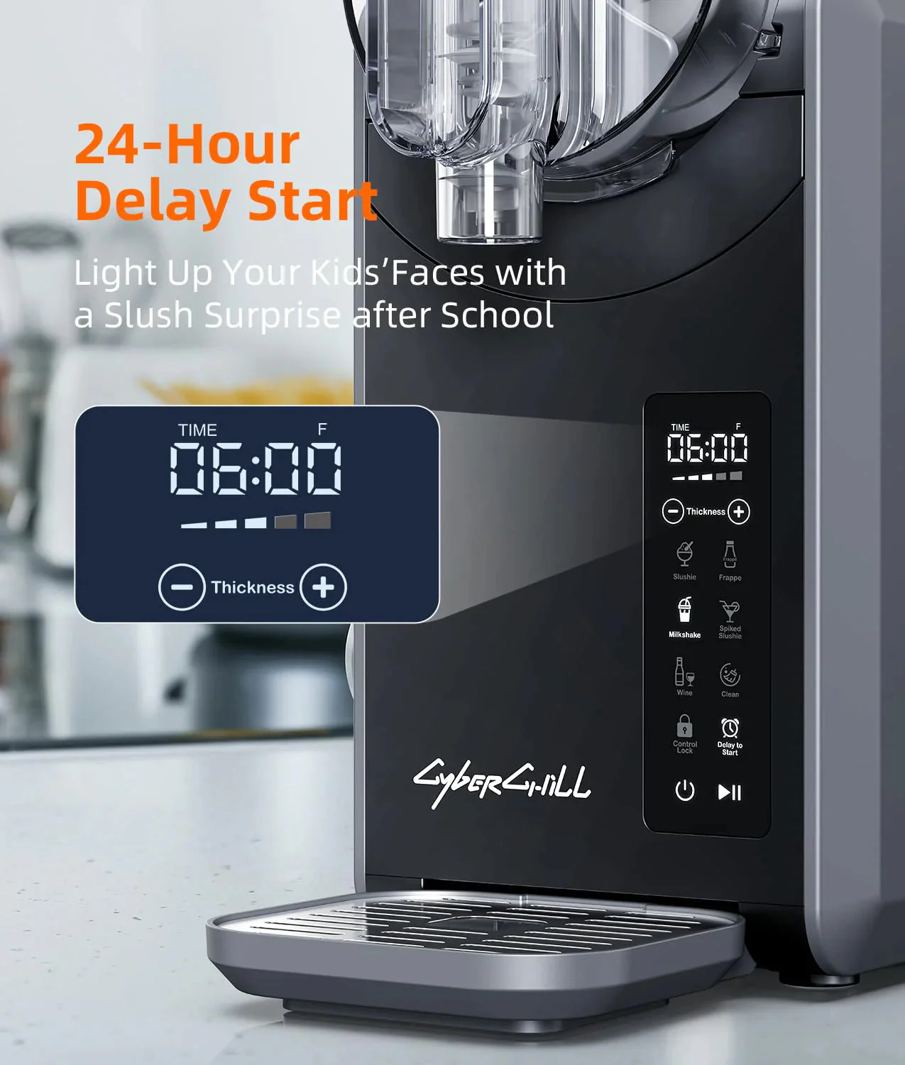 Slushie Machine - Professional Frozen Drink Maker No Ice Needed- 70 oz Slushy Machine for Home with LED Display - One-Touch Reservation & 6 Pre-set Programs for Frozen Margaritas, Frappés & Ice Cream