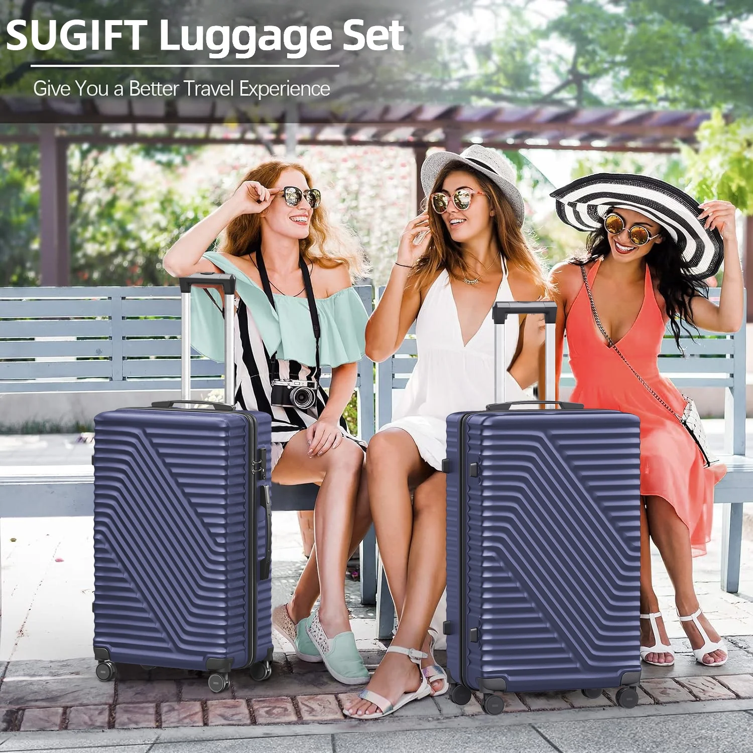 SUGIFT 3 Piece Suitcase Luggage Set with TSA Lock, Blue - Image 2