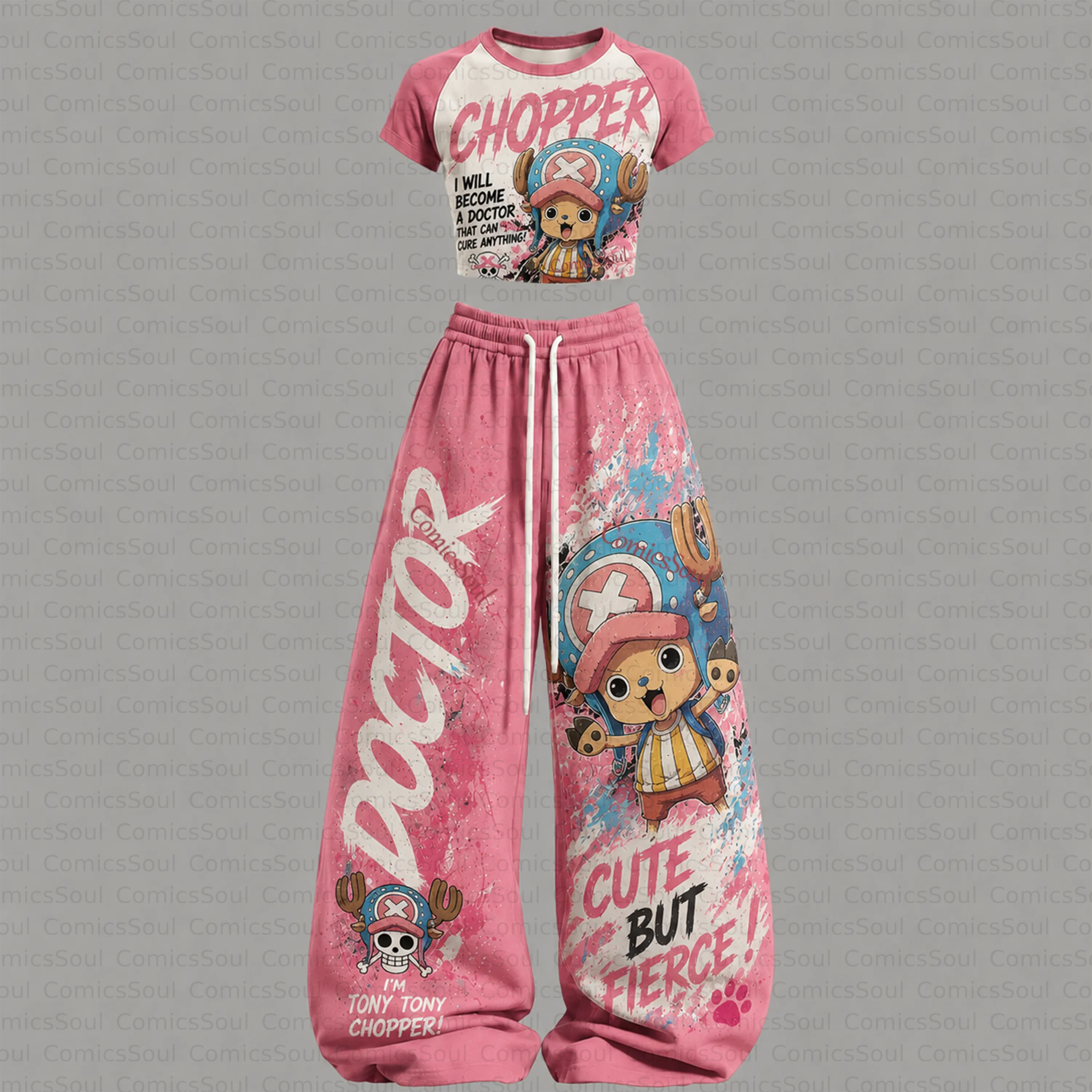 ONE PIECE T-Shirt & Elasticated Trousers Two-Piece Set