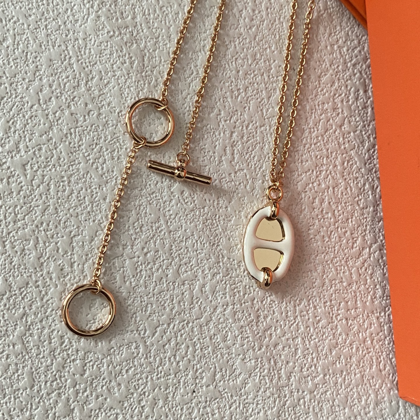 Hermes White Enamel Pig Nose Pendant Necklace - Original Replica Club