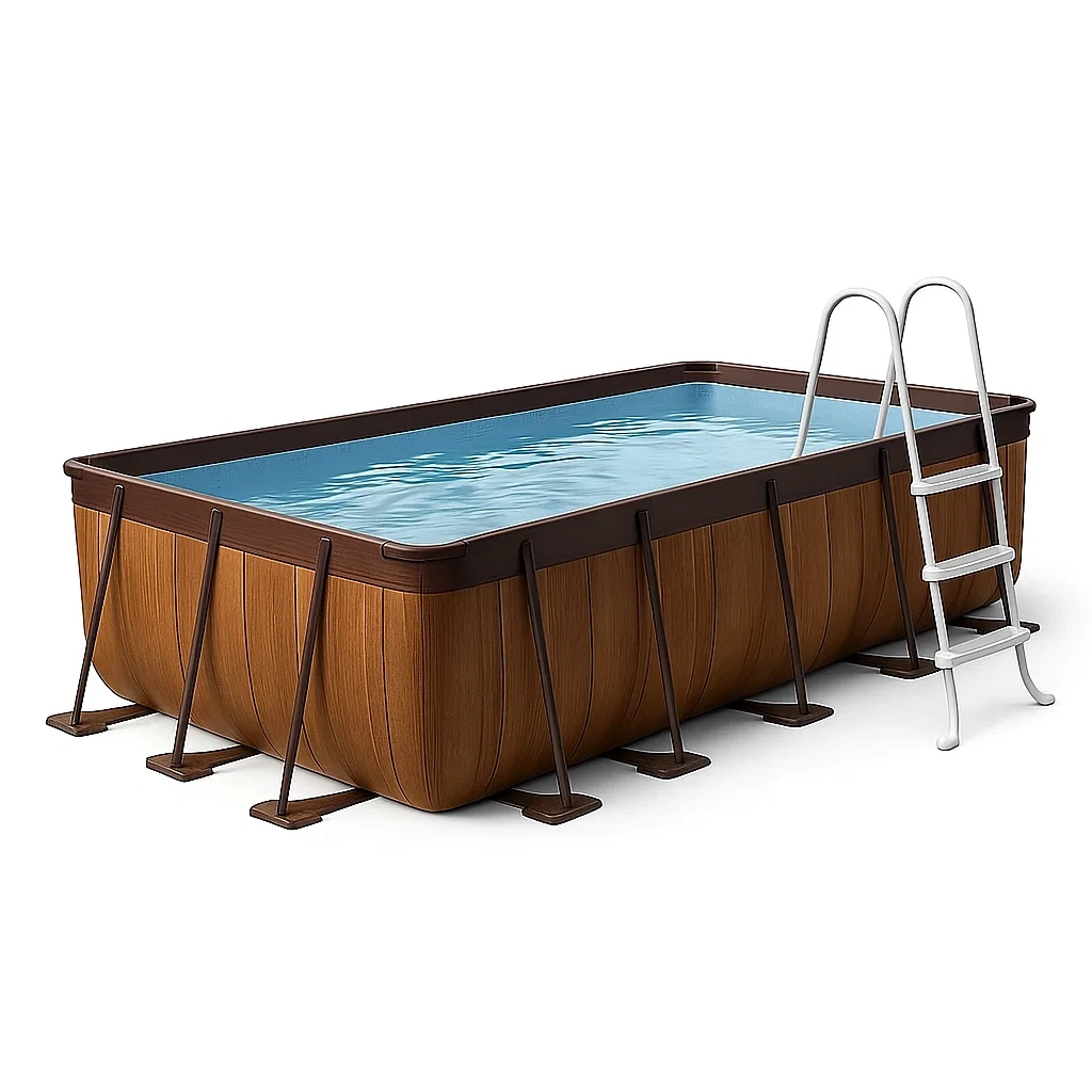 Piscina tubular rectangular desmontable 532x265x119 cm Marrón con filtro y escalera xxbHZzx200Vy