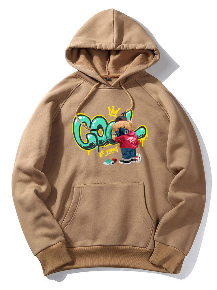 Graffiti Bear Print Hoodie