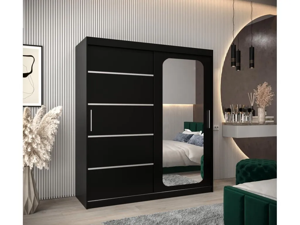 Armario Nidovia puertas correderas 200/180/62 2 puertas negro/negro avs3446317