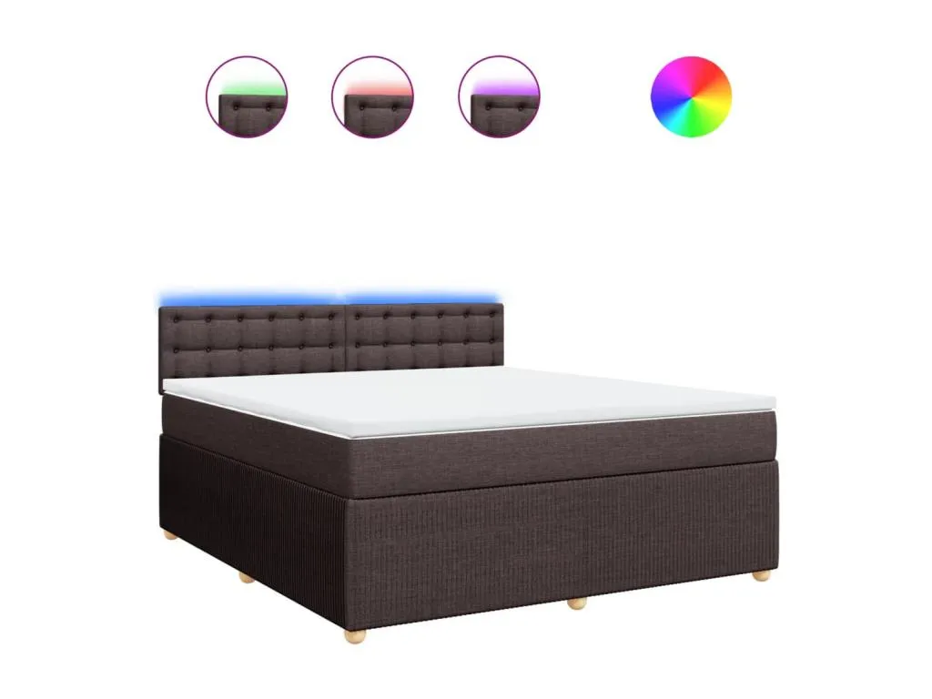 Cama box spring con colchón tela marrón oscuro 180x200 cm ara3519343