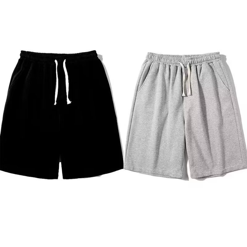 Men's loose-fitting summer solid color casual sports shorts, large size, new drawstring sweatpants