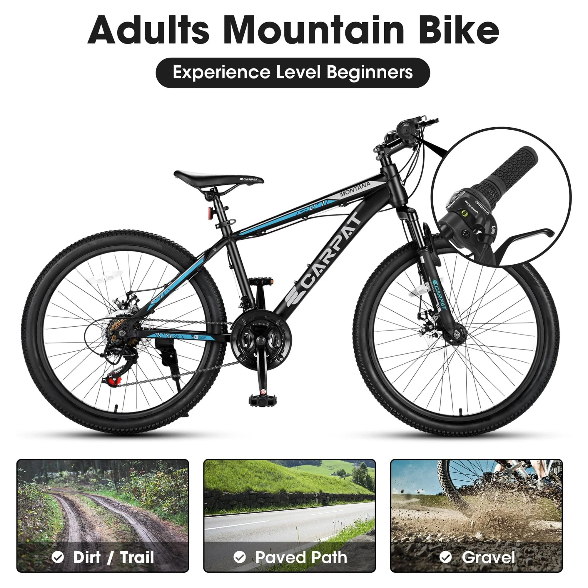 26" Mountain Bike, Aluminum Mountain Bike for Adult with Disc Brakes & Suspension - Image 4