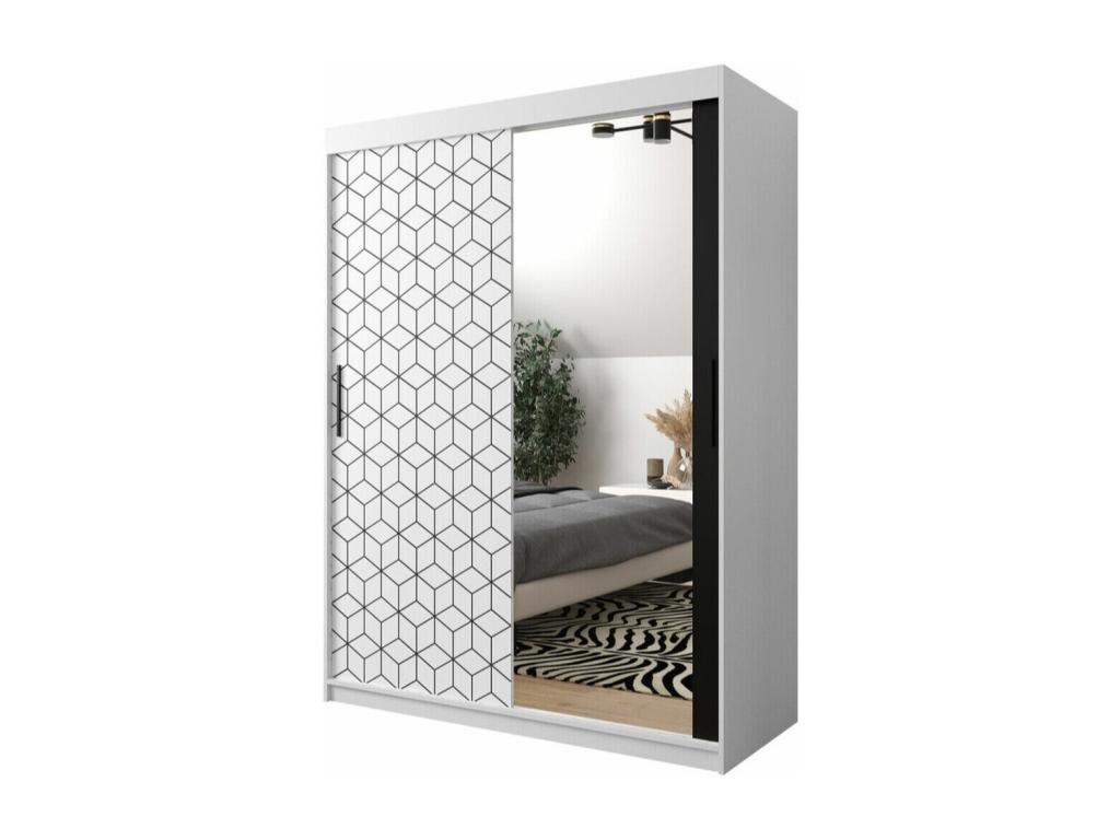 Armario Nestleare 288 - Negro - Blanco - 200x150x62cm - Puertas de armario Correderas