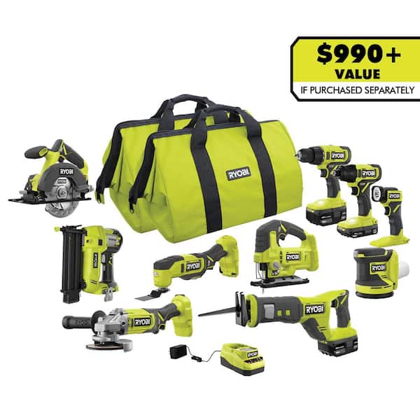 ONE+ 18V 10-Tool Combo Kit with (1) 1.5 Ah Battery and (2) 4.0 Ah Batteries and Charger