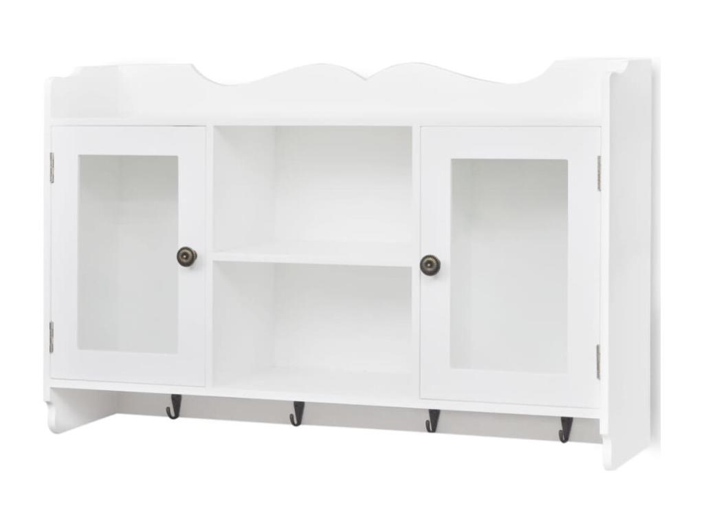 Armario de pared estante expositor vidrio MDF blanco libros/DVD