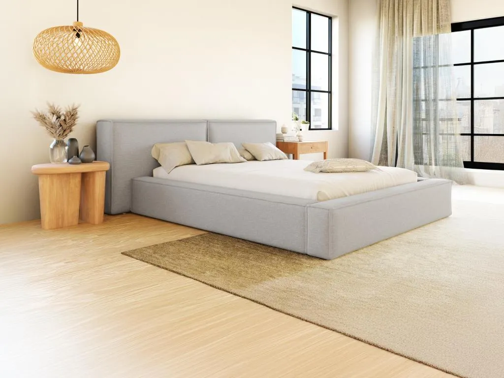 Canapé abatible 160x200 cm - Tela - Gris claro Colchón - Lluesmamuebles