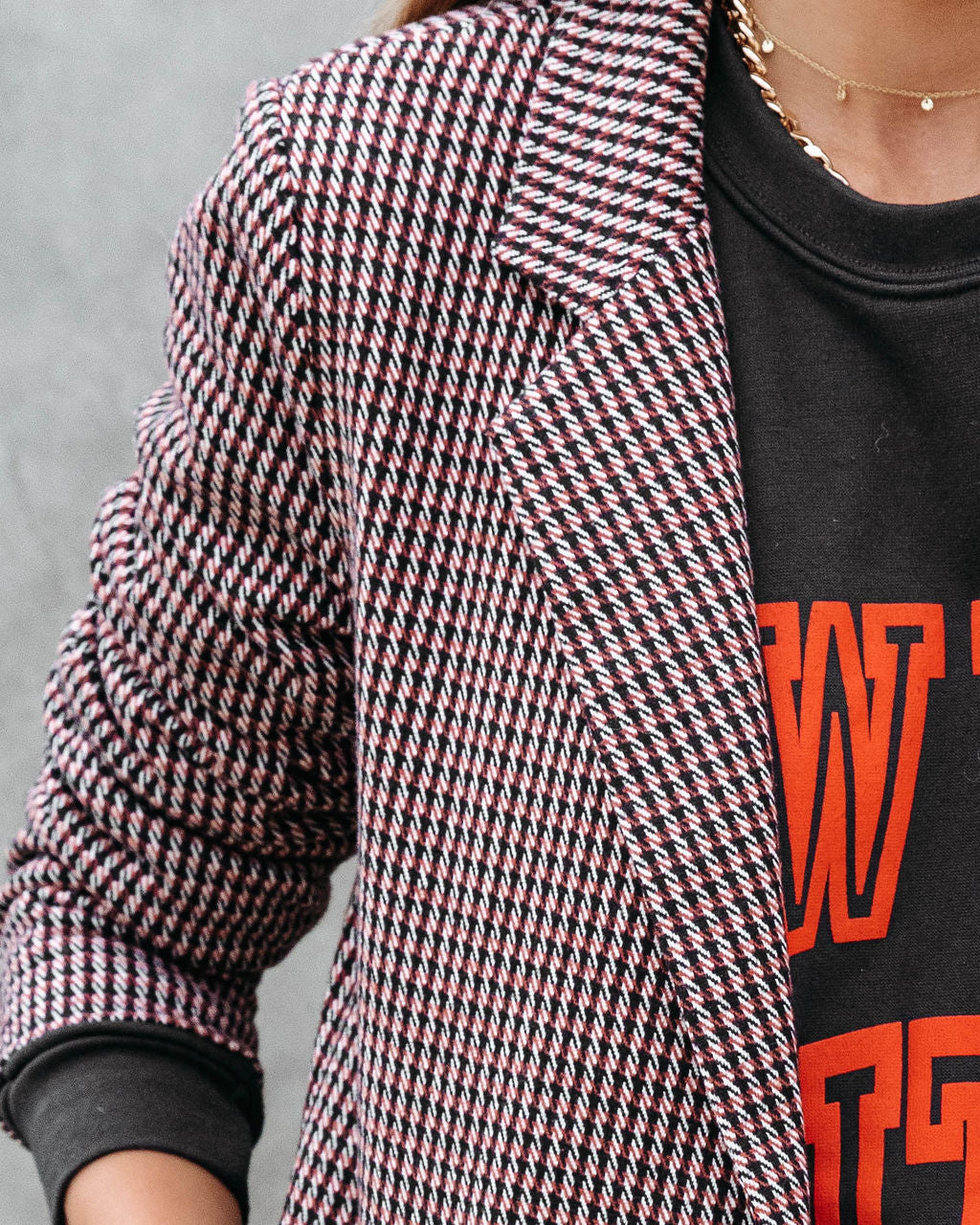 Good Catch Pocketed Checkered Blazer - Se7enfashion