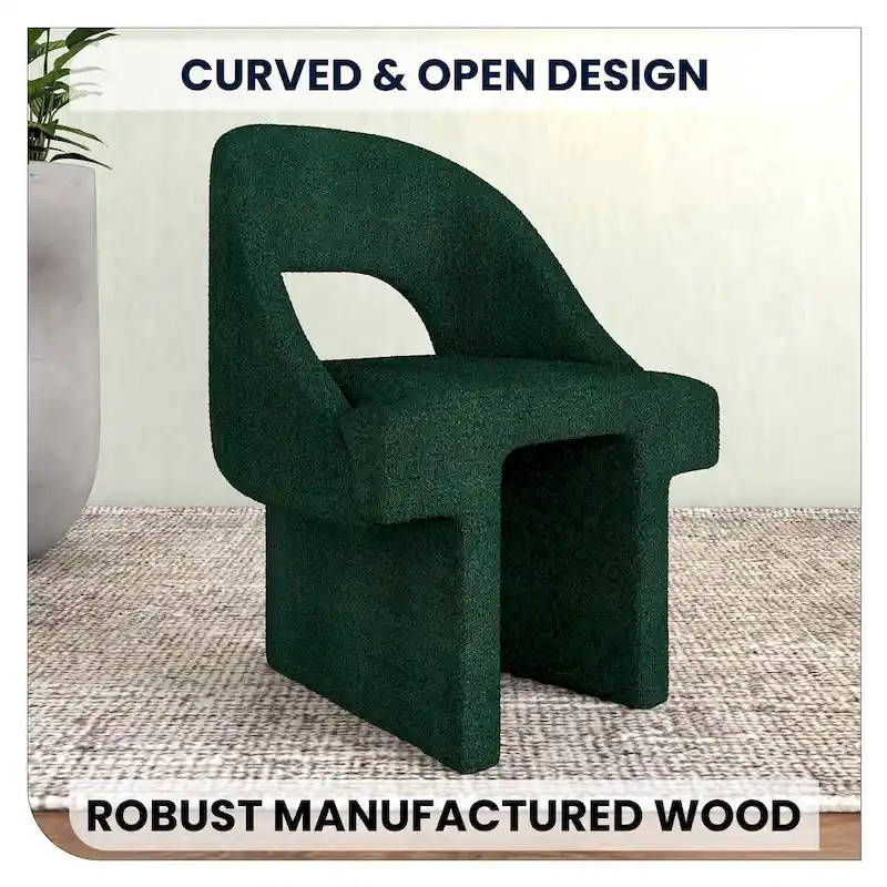 Modern Elegant Boucle Upholstered Accent Chair with MDF Wood Frame for Home Office, Living Room, and Bedroom