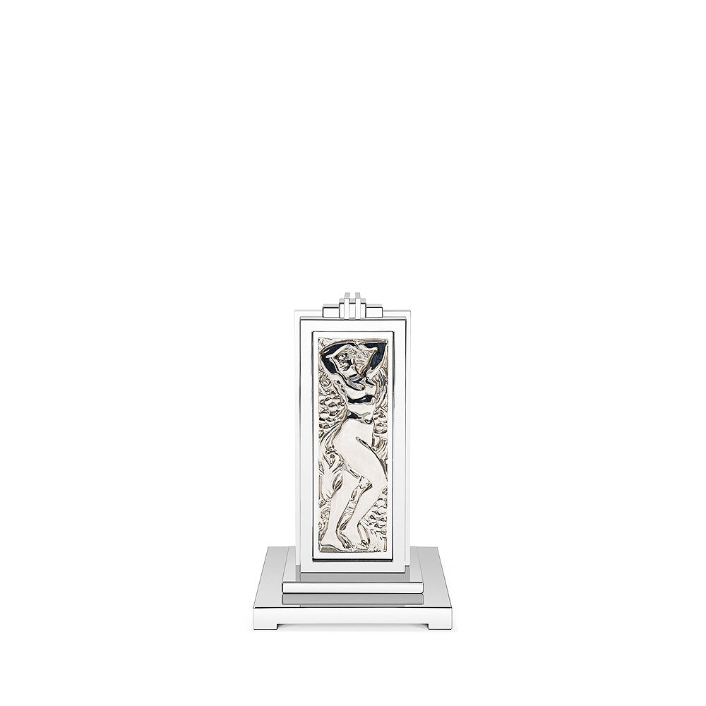 LAMPE FEMME BRAS LEVÉS - CRISTAL INCOLORE ET CHROMÉ, ACIER POLI