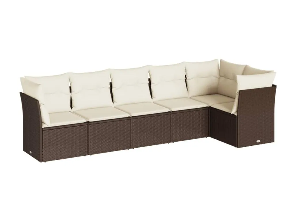 Set sofás de jardín 6 piezas y cojines ratán sintético marrón jdlk52553