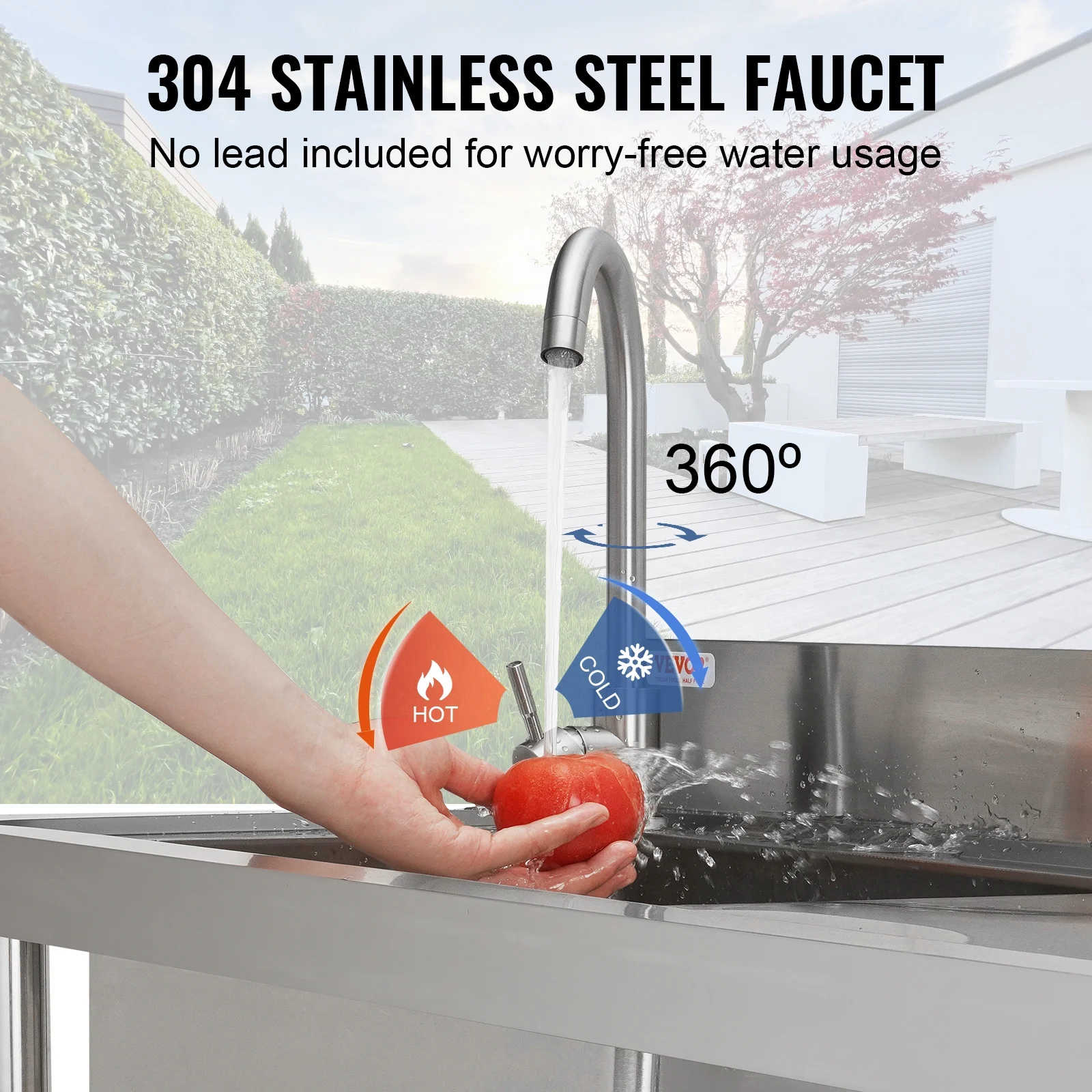 Bentism Silver Stainless Steel 39.4 x 19.1 x 37.4 inches Rectangular Single Bowl Sink - image 4