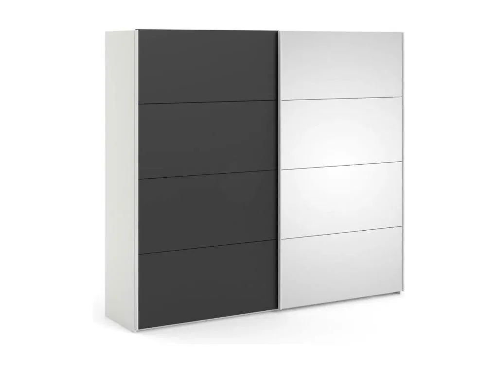 Armario 2 puertas Mobtrendy Muebles de dormitorio Vestidor Armario de ropa 243x61 h220 cm Blanco y Negro nqer09192