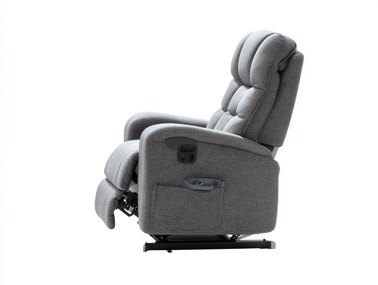Sillón reclinable eléctrico – tela – gris – con elevador