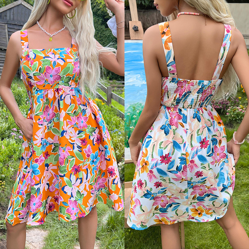 Ladies Holiday Sweet Casual Printed Slip Dress