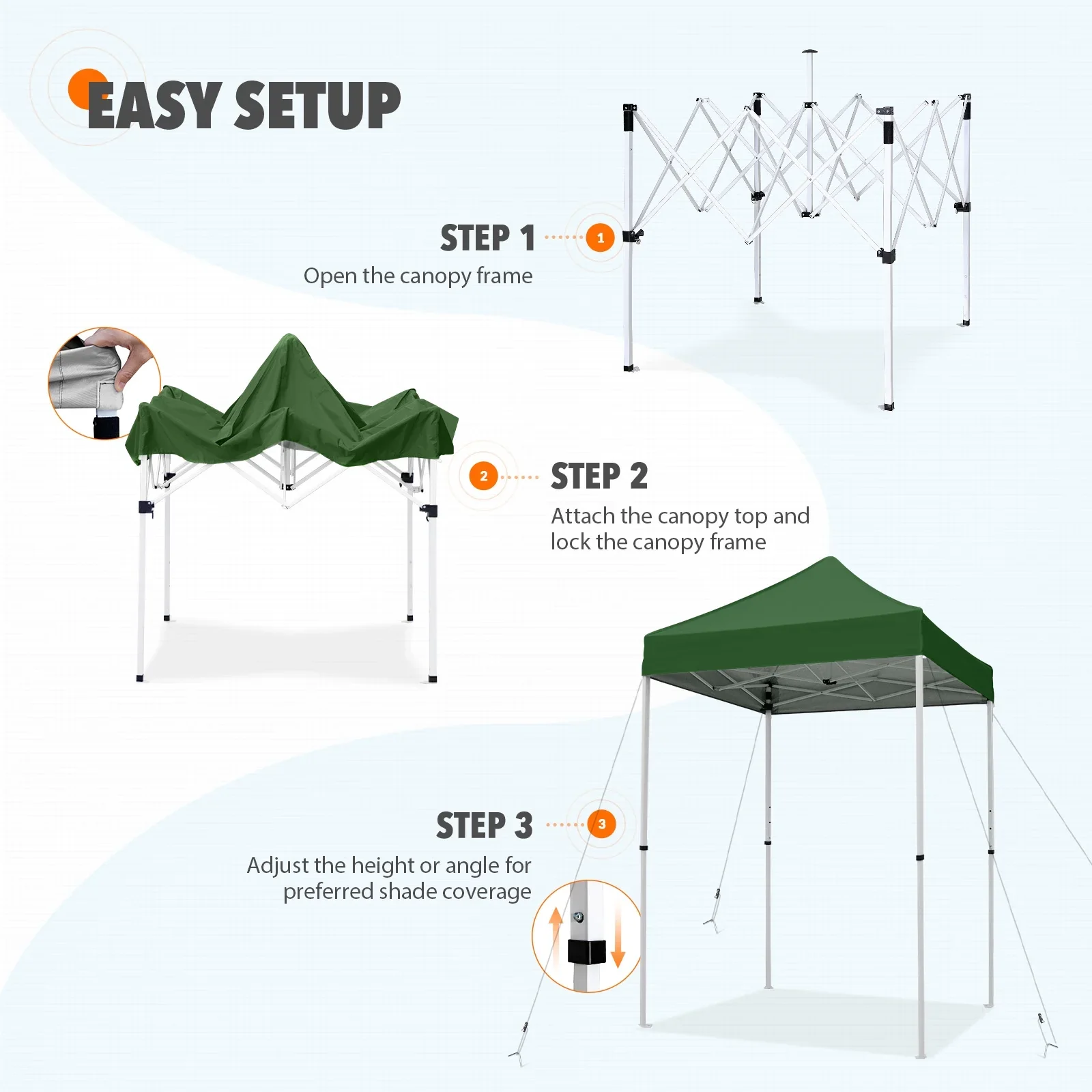 EAGLE PEAK 5x5 Pop up Canopy Tent Instant Outdoor Canopy Easy Set - up Straight Leg Folding Shelter（blue）