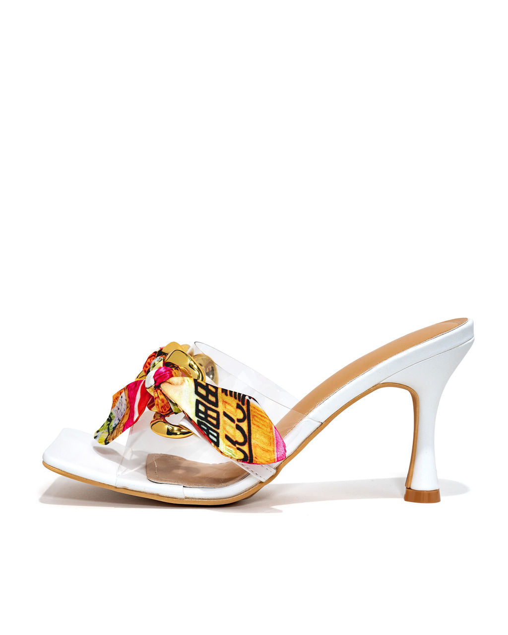 Moretti Scarf Chain Heeled Sandal - White - FINAL SALE - Se7enfashion