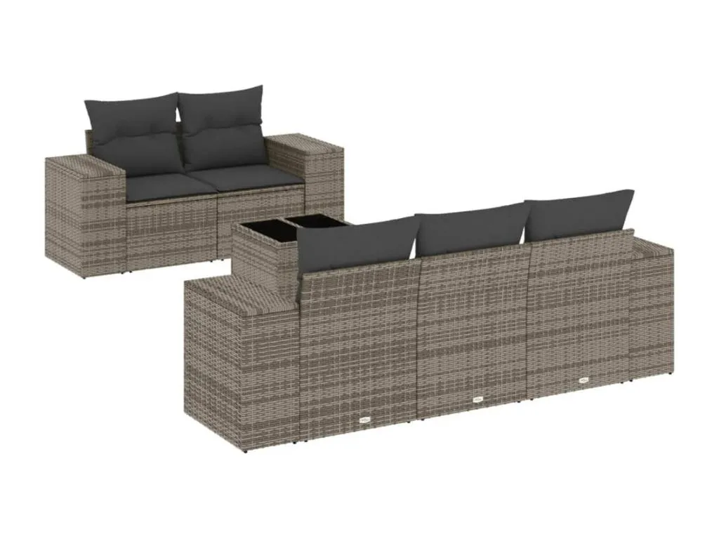 Set de sofás de jardín 12 pzas con cojines ratán sintético gris 60423ocnf