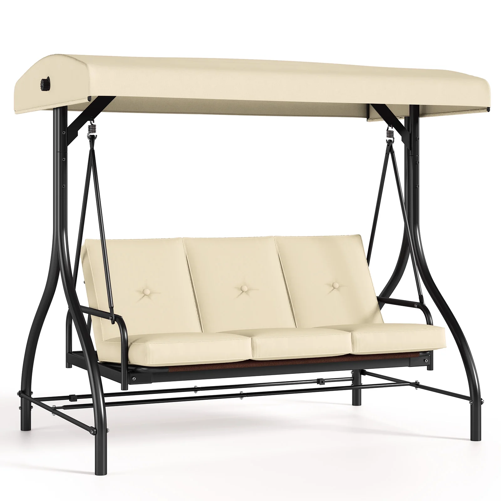 Arlopu 3 Person Porch Swing Outdoor Converting Canopy Swing Glider with Canopy - Image 12