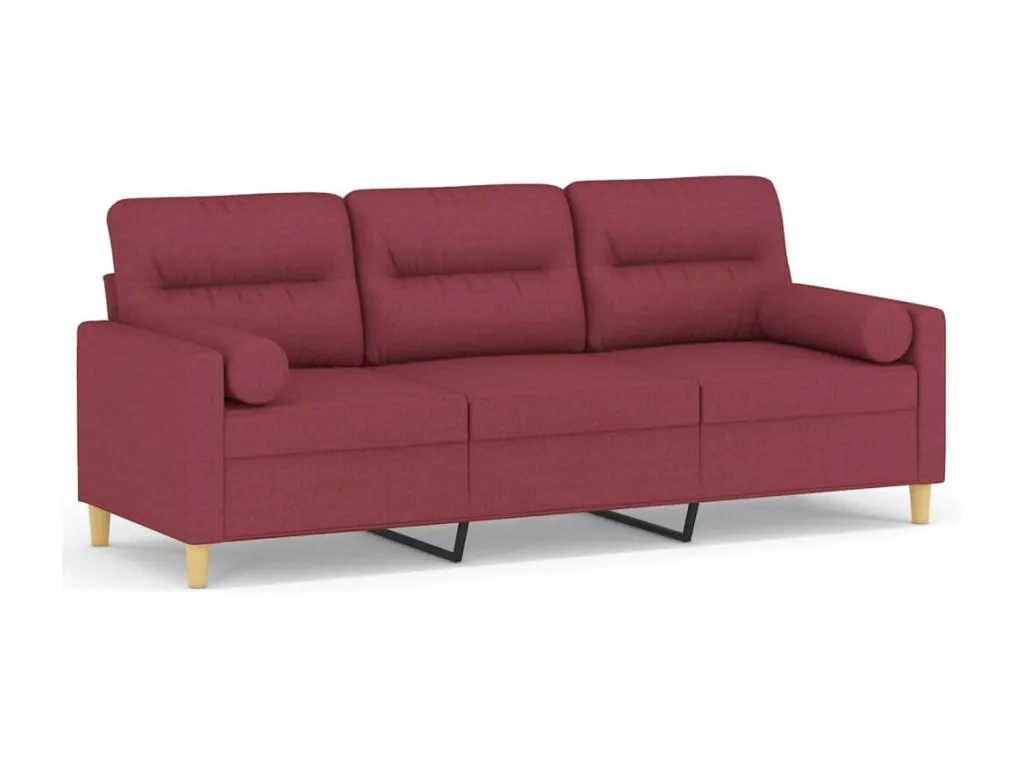 Sofá de 3 plazas con cojines tela rojo tinto 180 cm 34103AASY