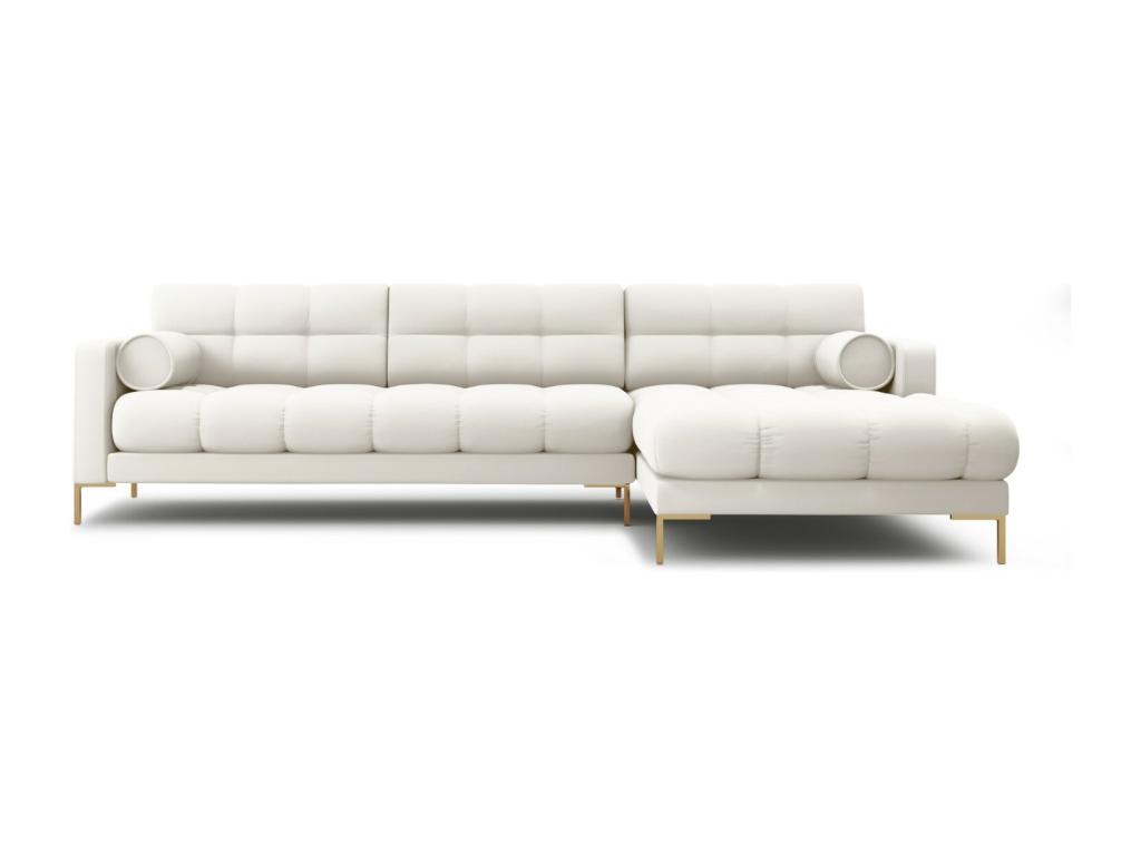 Pratcas - Sofá esquinero derecho "Bali" 5 plazas de tejido estructural beige claro - 293x185x75cm