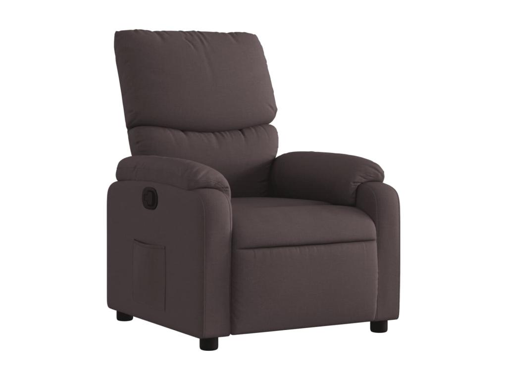 Sillón reclinable de tela marrón oscuro