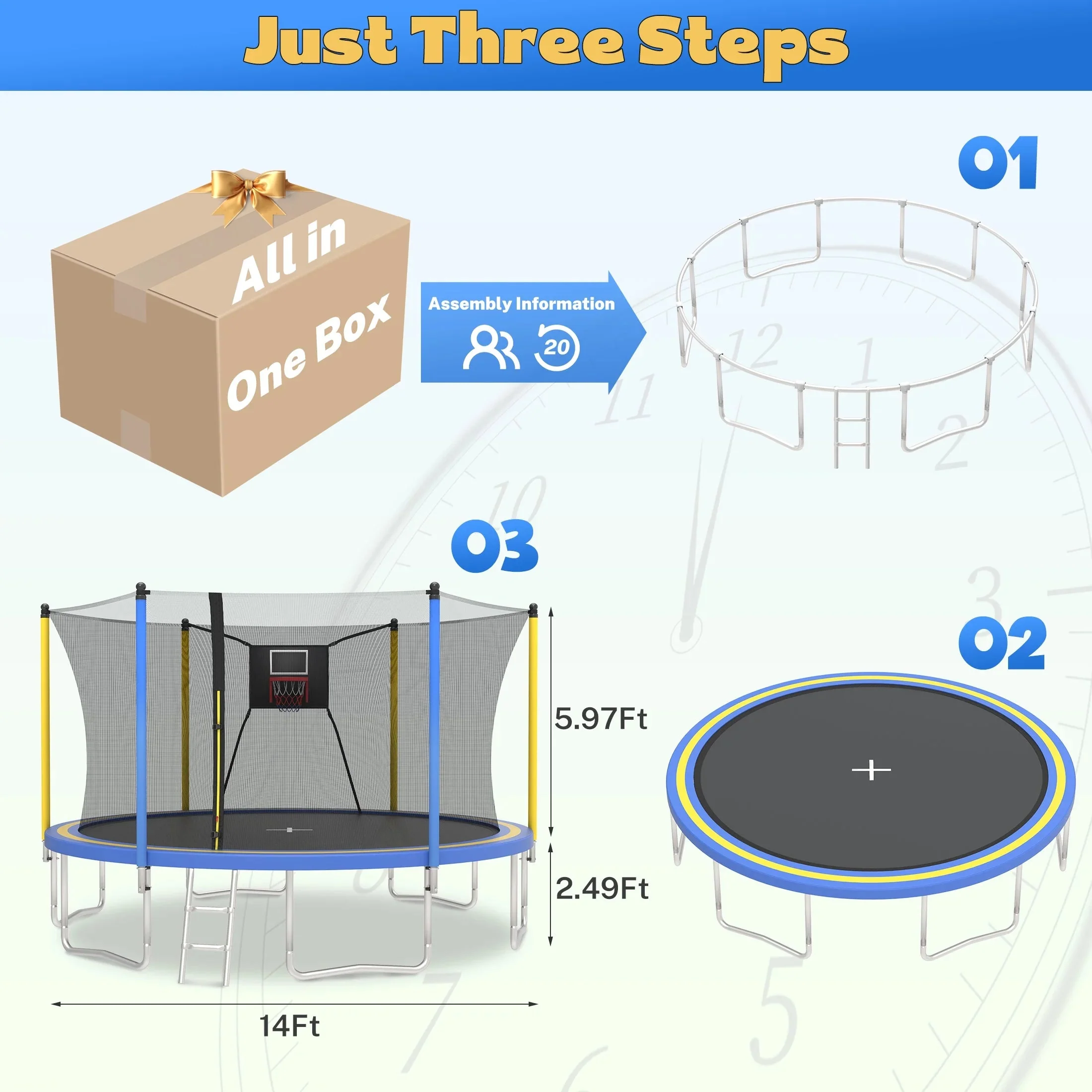 SHINPT 14ft Outdoor Trampoline With Safety Net, Basketball Hoop And Ladder - Image 31 SHINPT 14ft Outdoor Trampoline With Safety Net, Basketball Hoop And Ladder - Image 31