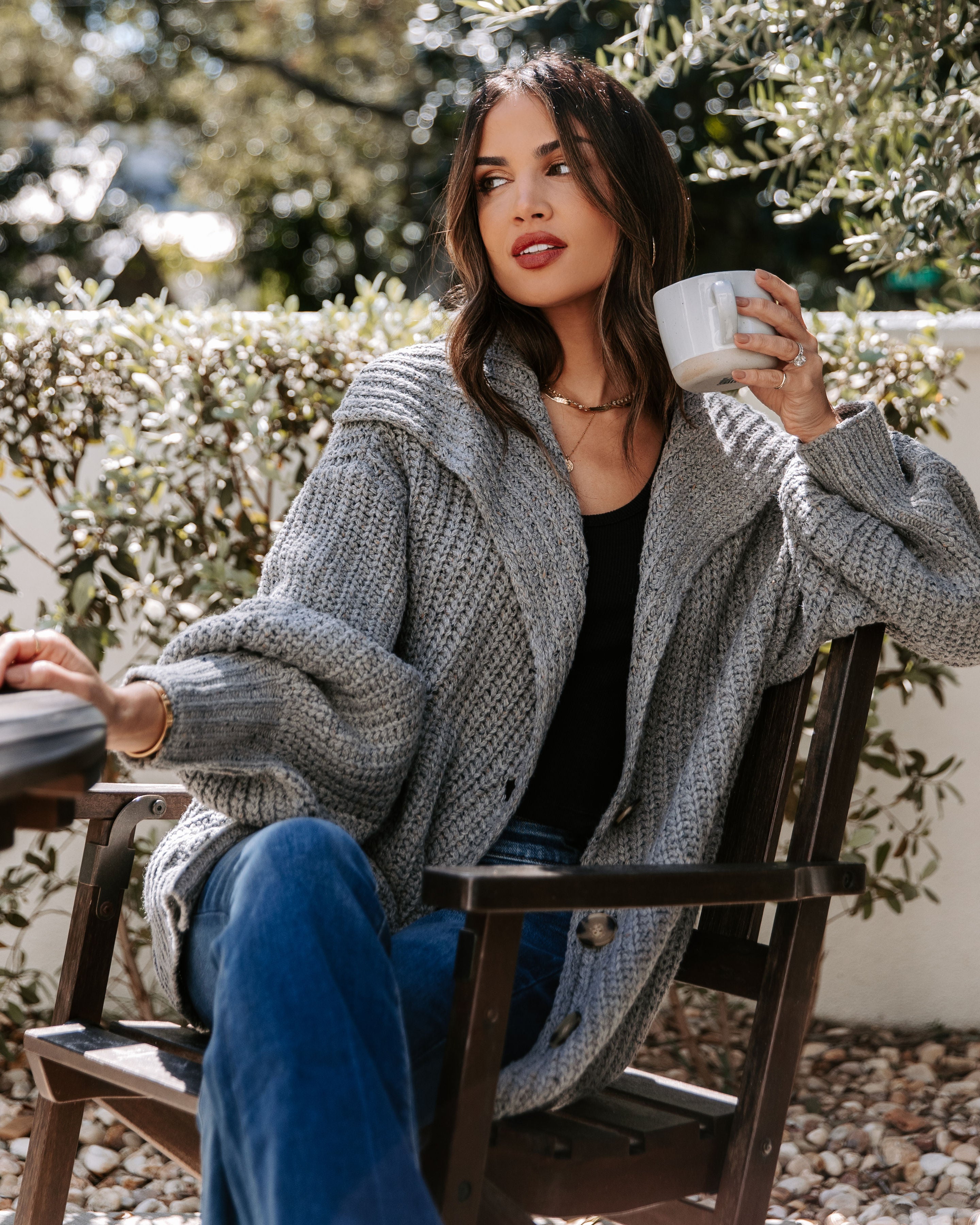 Back To The Beginning Oversized Pocketed Cardigan - Grey - Se7enfashion