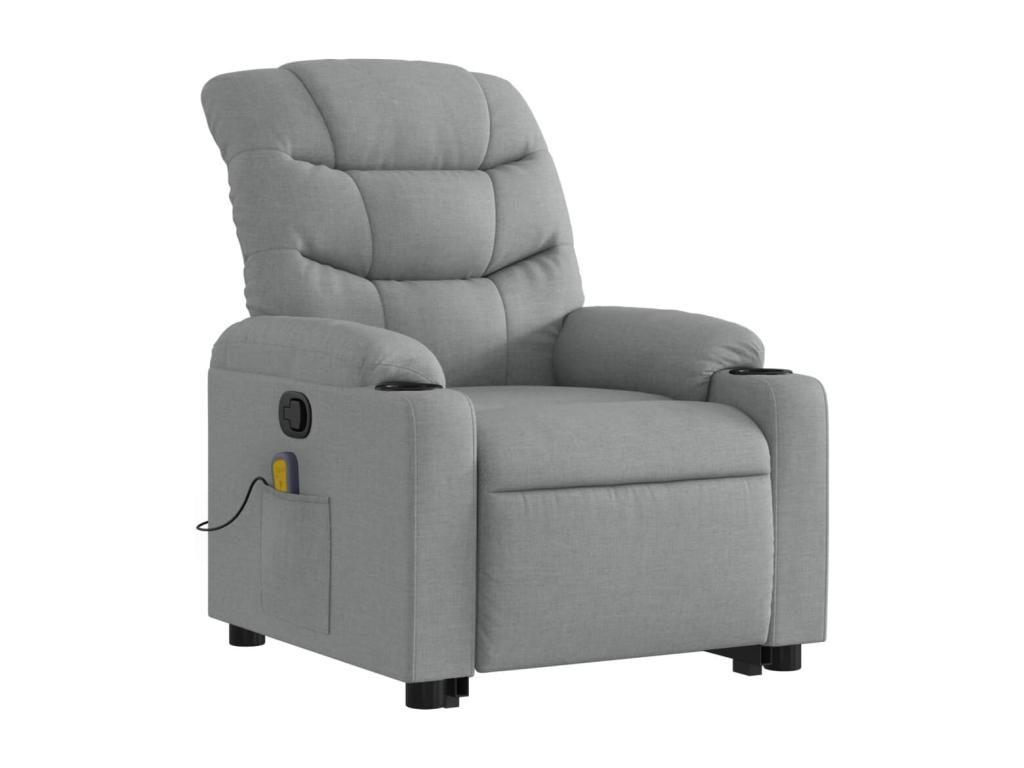 Sillón de masaje reclinable de pie de tela gris claro