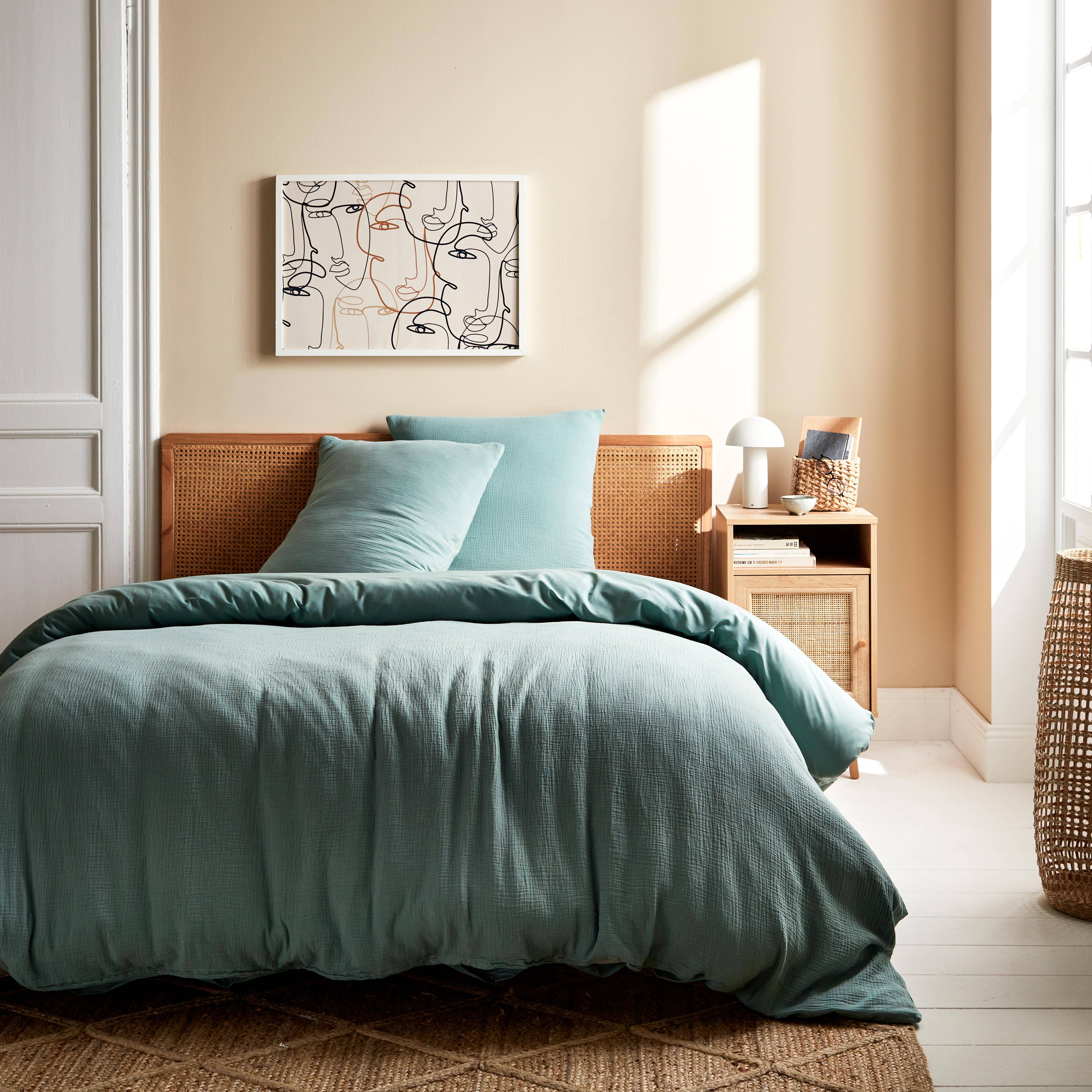 Alix - Ropa de cama de gasa y algodón verde