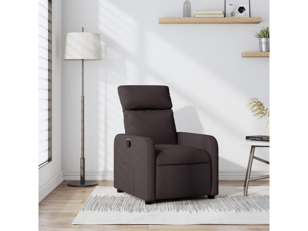 Sillón reclinable de tela marrón oscuro