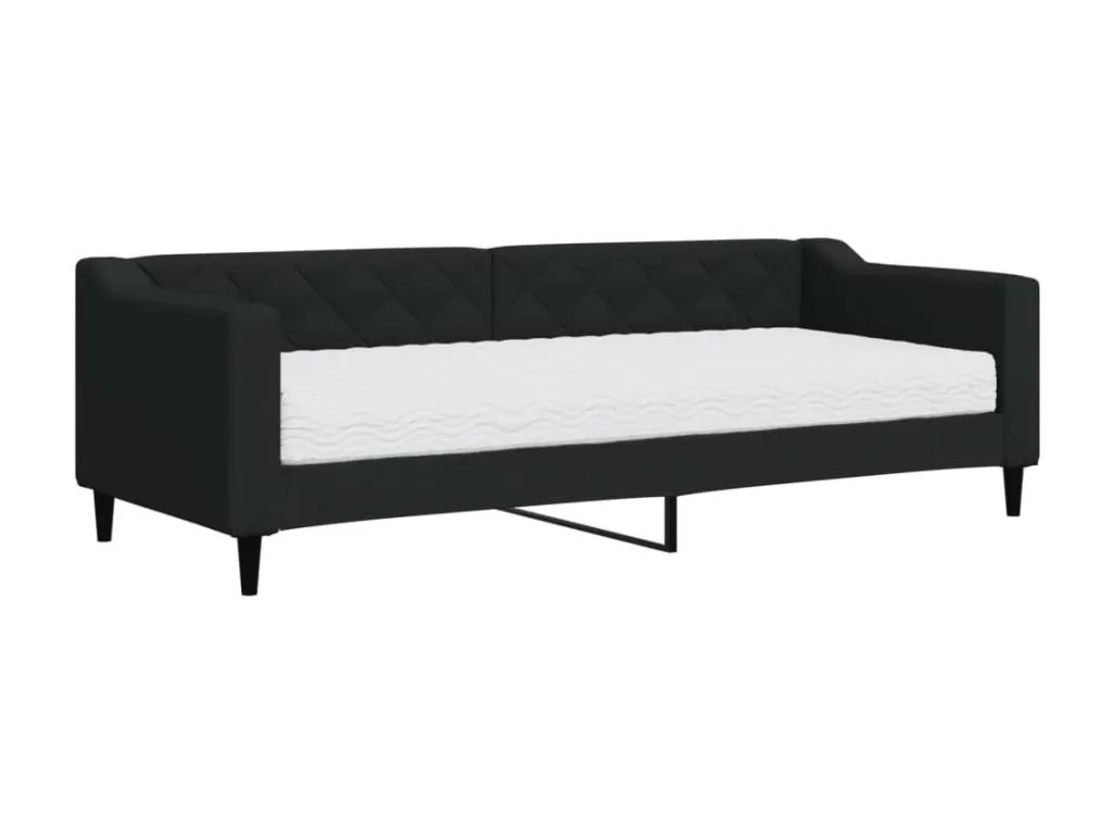 Sofá cama con colchón negro de tela 80x200 cm.