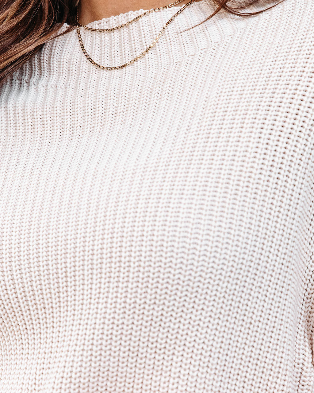 Marlena Ribbed Knit Pullover Sweater - Beige - Se7enfashion